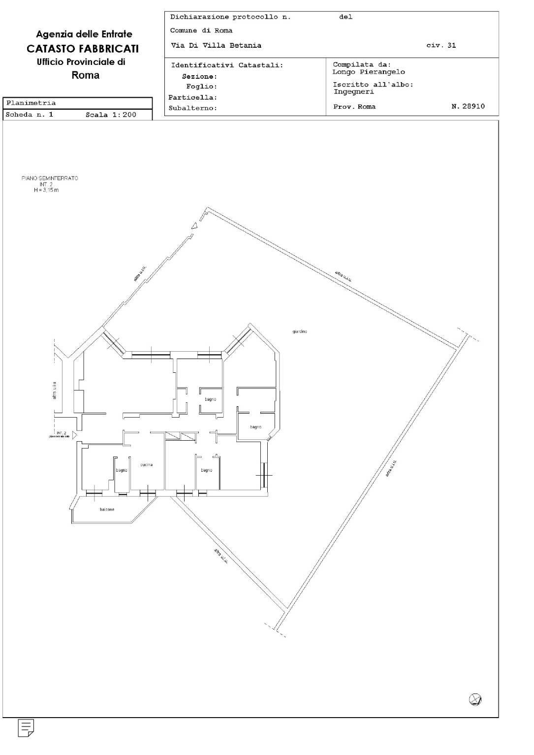 Appartamento via di Villa Betania, 31, Roma - planimetria 1