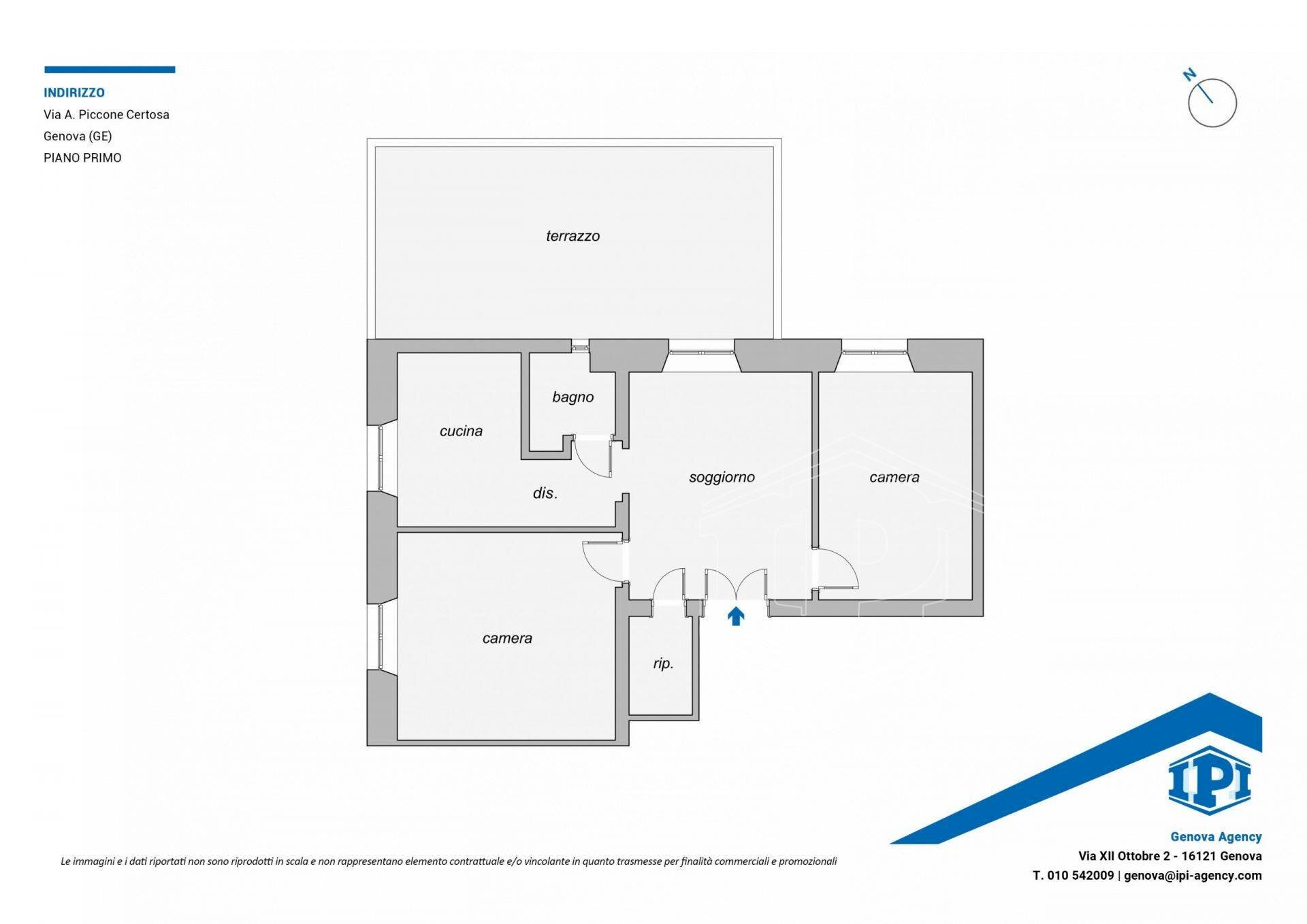 Trilocale Via Antonio Piccone, Genova (zona Rivarolo) - planimetria 1