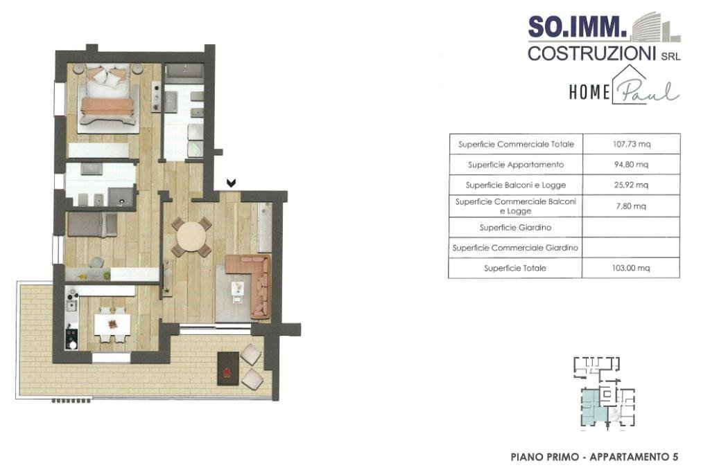 Three-room apartment Via S. Martino, Rho - floor plans 1