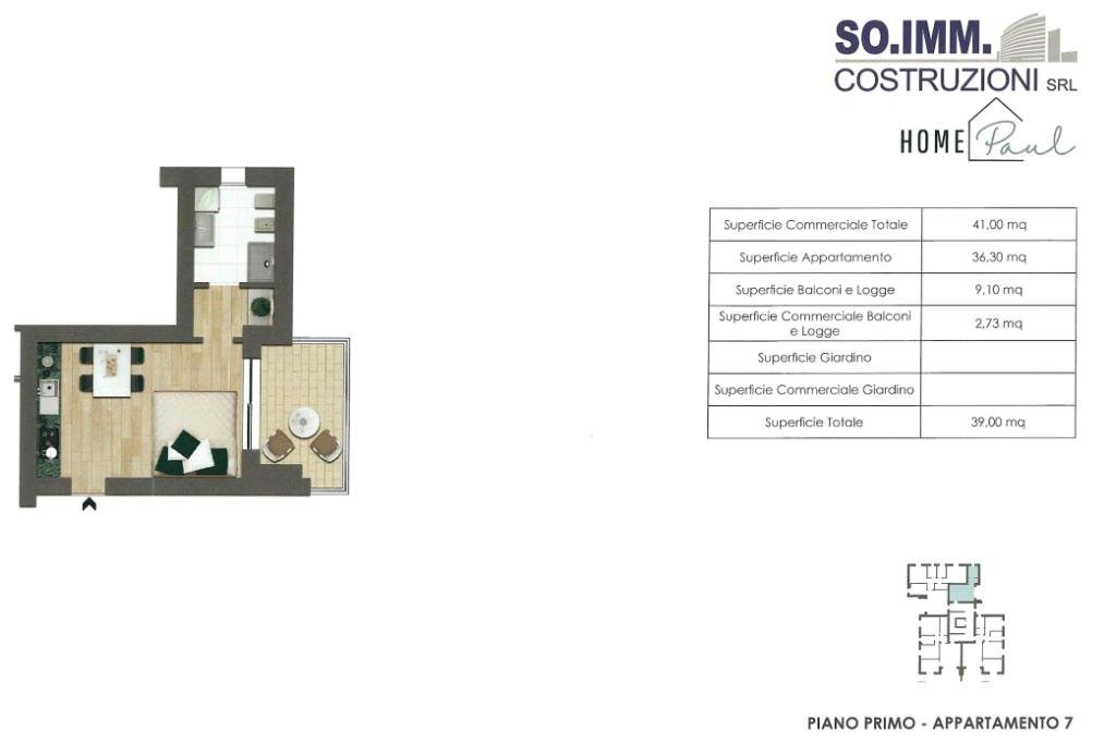 One-room apartment Via S. Martino, Rho - floor plans 1