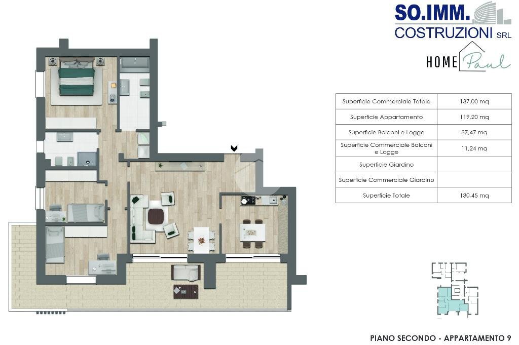 Four-room apartment Via S. Martino, Rho - floor plans 1