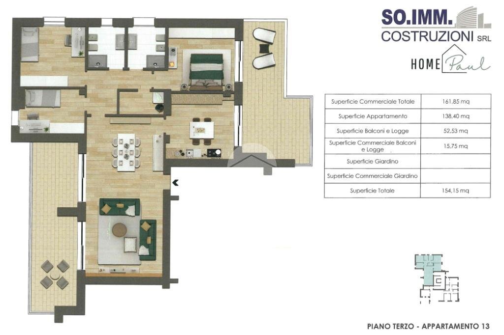 Four-room apartment Via S. Martino, Rho - floor plans 1
