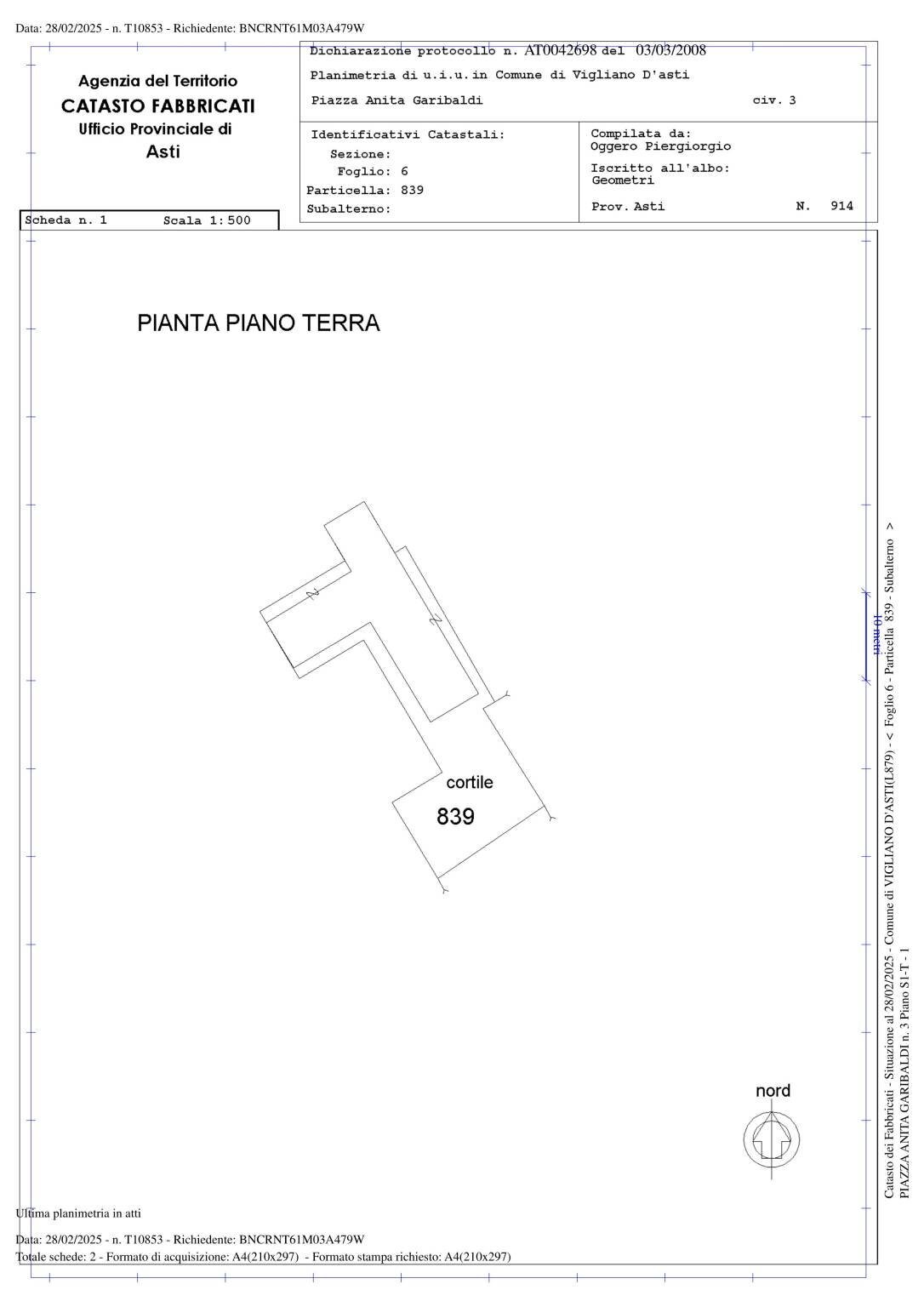 Rustico piazza Anita Garibaldi, Vigliano d'Asti - planimetria 1