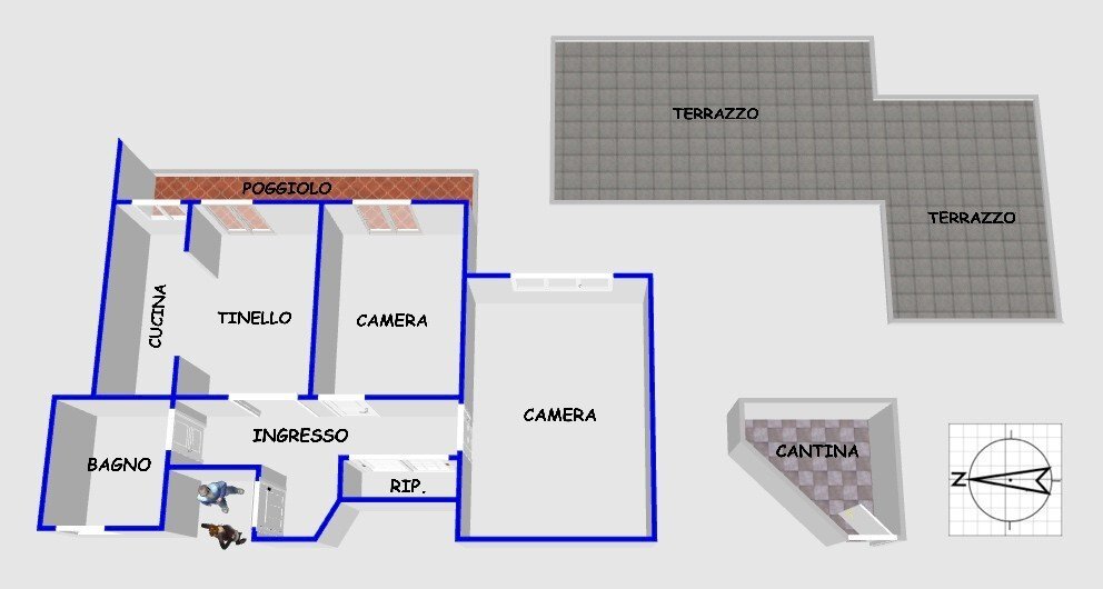 Trilocale via Stefanina Moro, 21, Genova (zona Marassi) - planimetria 1