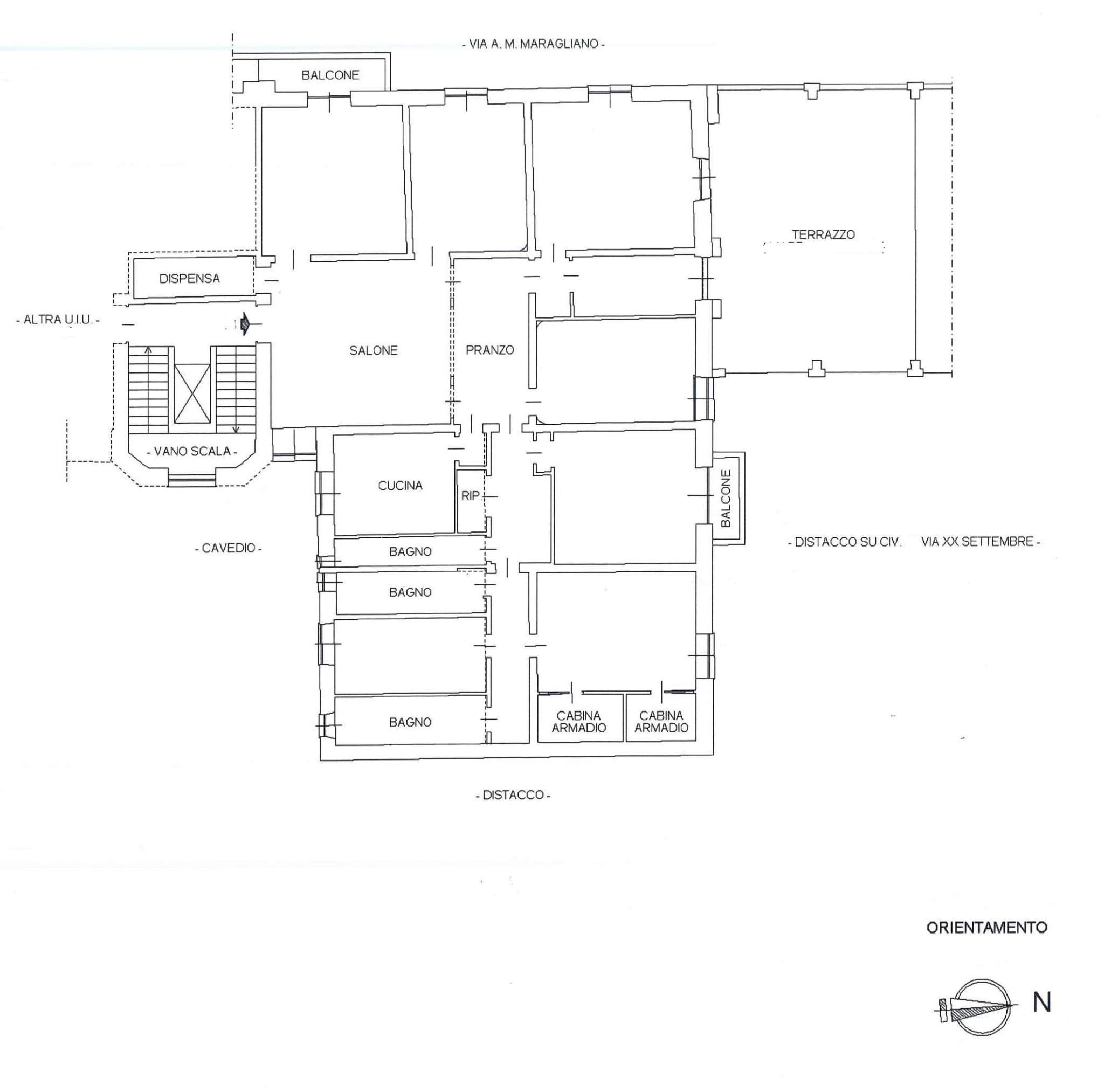 appartamento con terrazzo al piano genova centrp q - Appartamento via Anton Maria Maragliano, Genova - planimetria 1