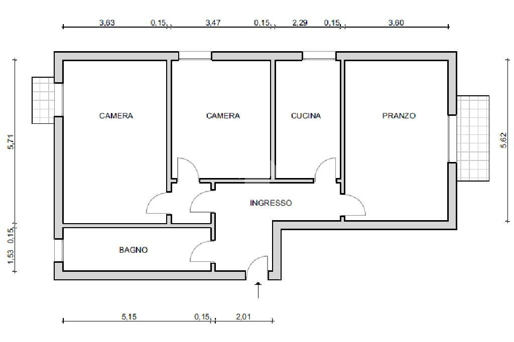 Trilocale Via Fulvia, Mirandola - planimetria 1