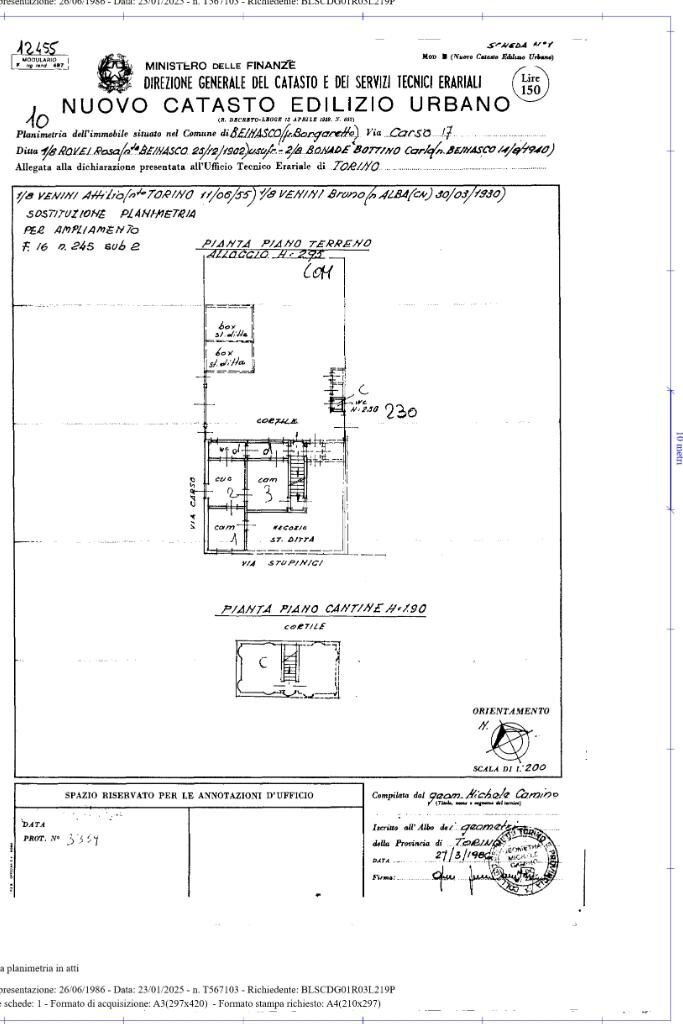 Appartamento Via Stupinigi, Beinasco - planimetria 1