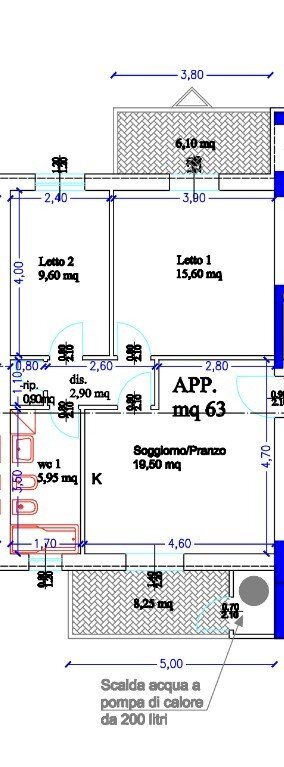 Trilocale viale della Liberazione, 88, Taranto - planimetria 1