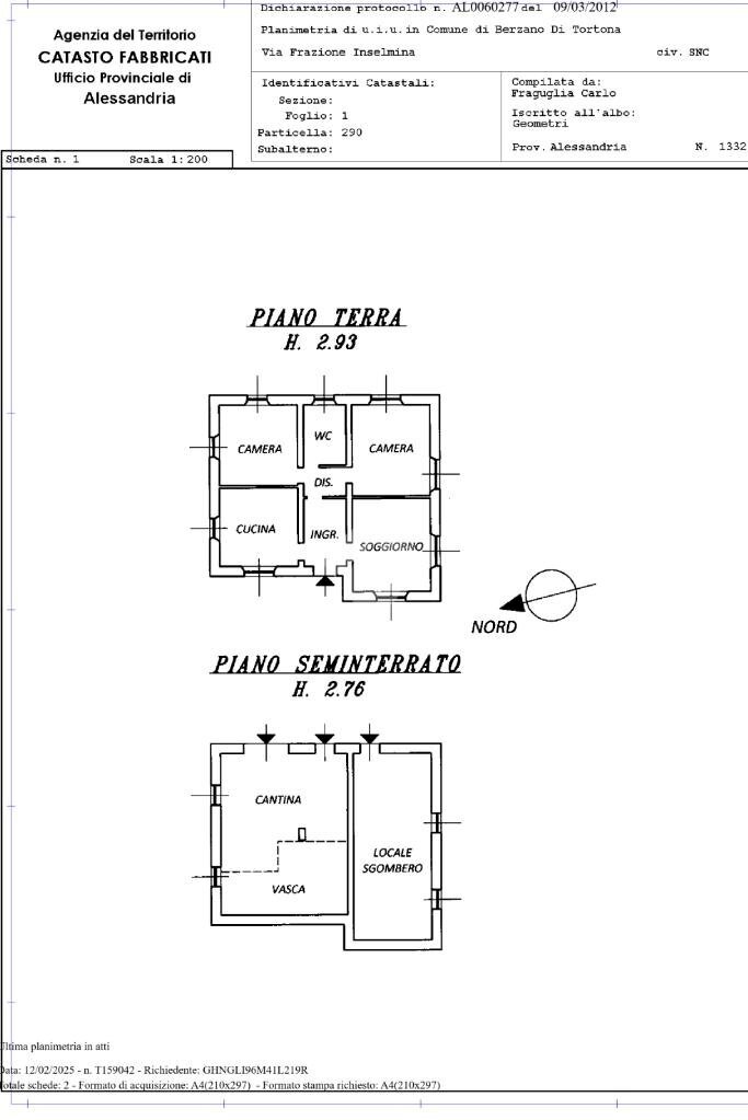 Casa indipendente Frazione Inselmina, Berzano di Tortona - planimetria 1