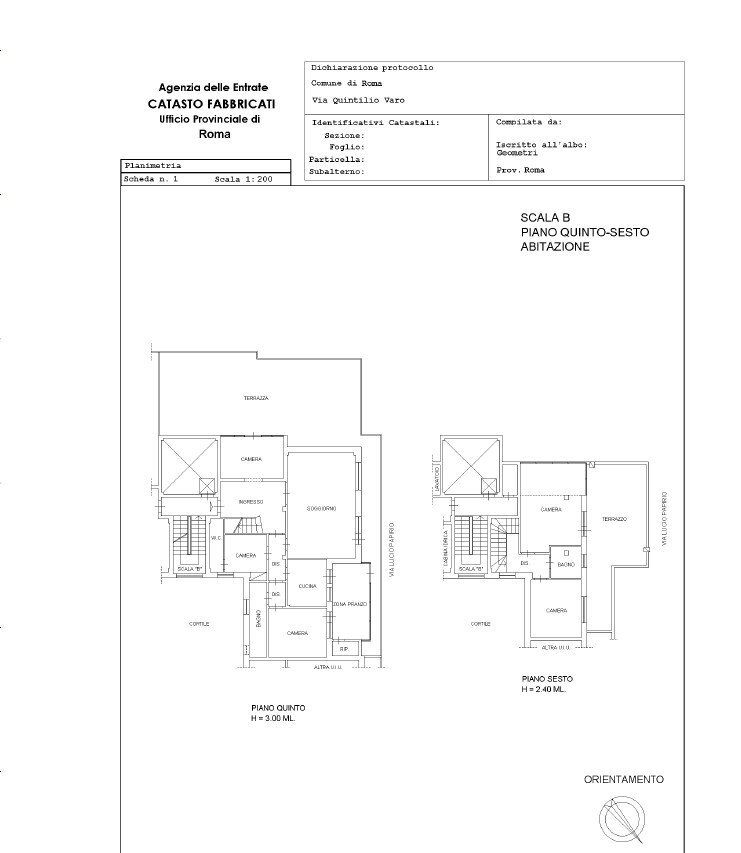 Attico via Quintilio Varo, 46, Roma - planimetria 1