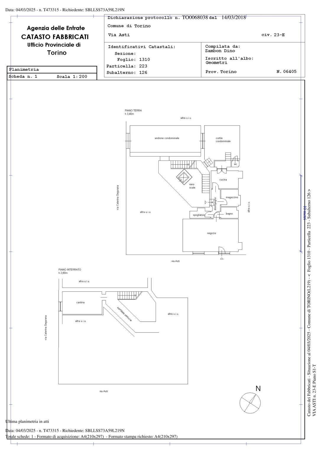 Cafeteria - Cold Bar via Asti, 23, Torino - floor plans 1
