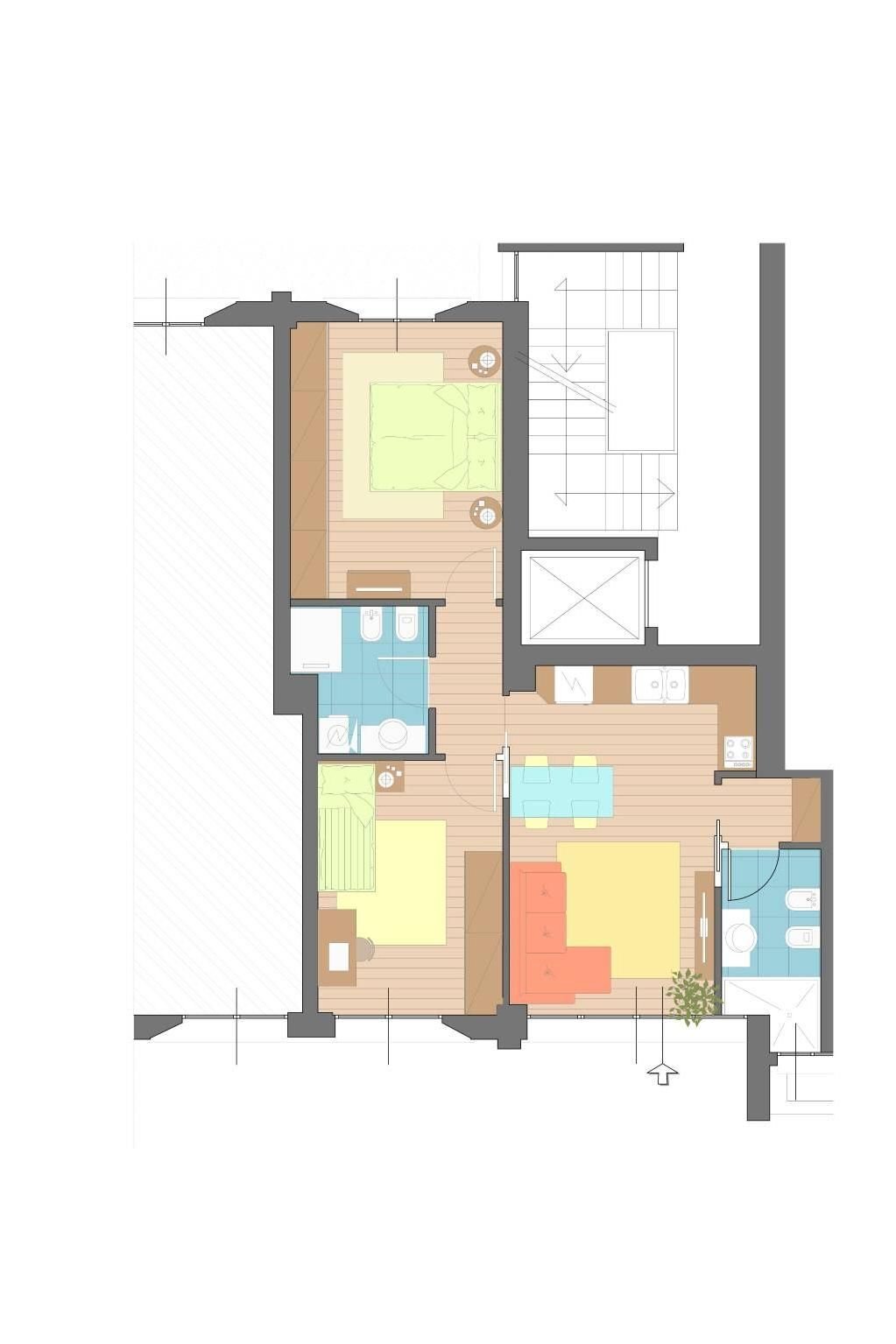 Trilocale via Achille Grandi, 24, Corsico - planimetria 1