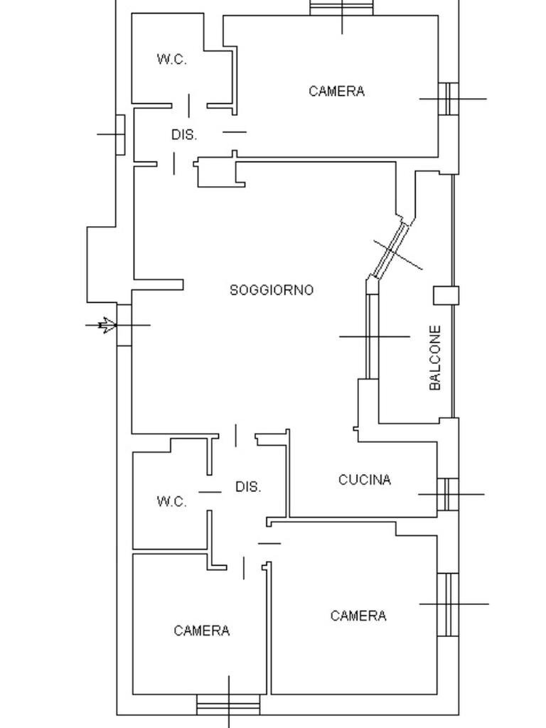 Four-room apartment Via Caduti in Missione di Pace, Milano (neighborhood Rubattino) - floor plans 1