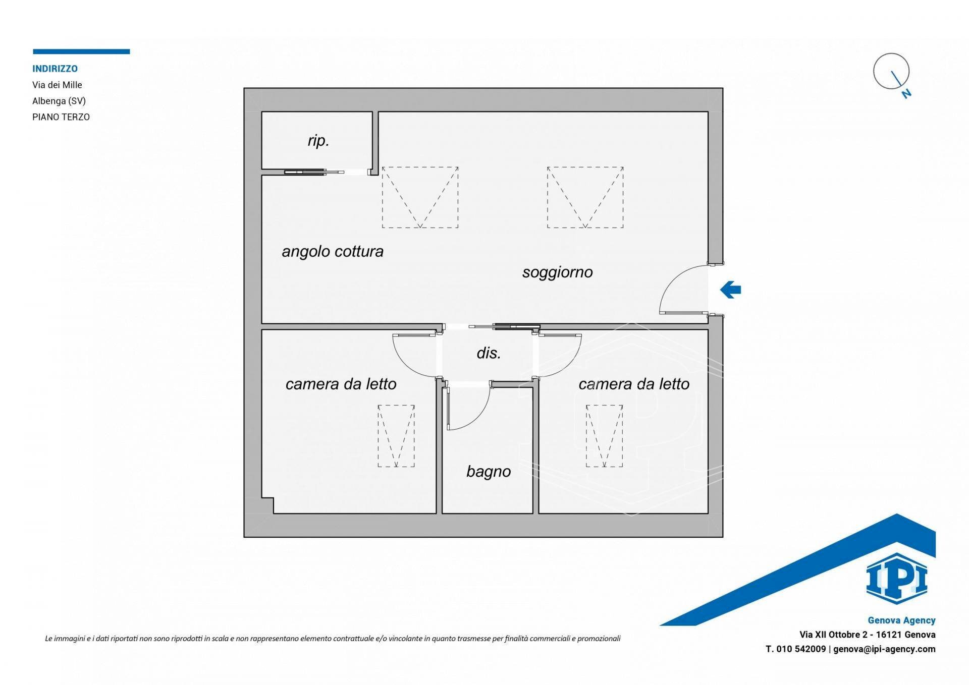 Three-room apartment Via dei Mille, Albenga - floor plans 1