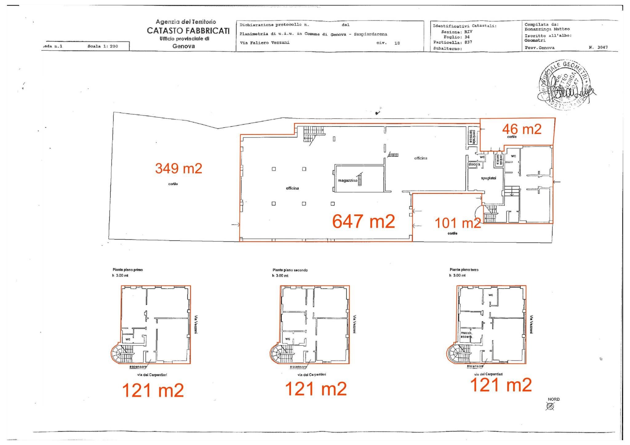 Shed via Faliero Vezzani, Genova (neighborhood Sampierdarena) - floor plans 1