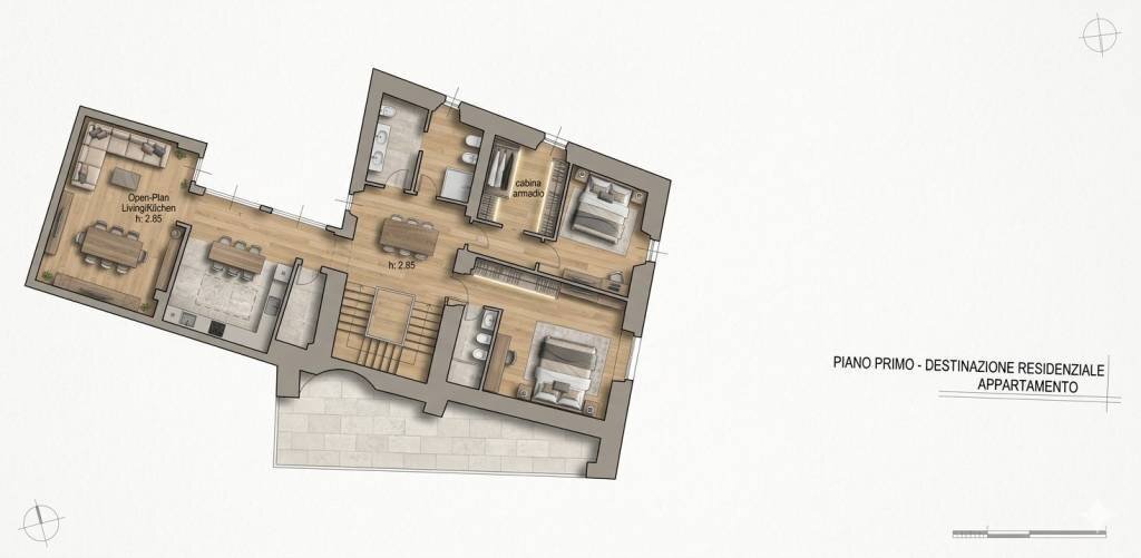 Planimetria - Quadrilocale piazza Italia, 1, Alzano Lombardo - foto 1