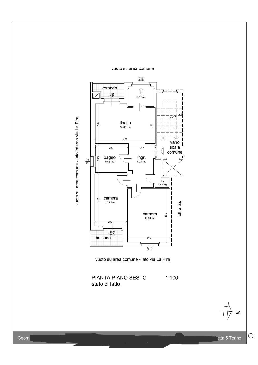 Trilocale via Giorgio La Pira, 4, Collegno - planimetria 1