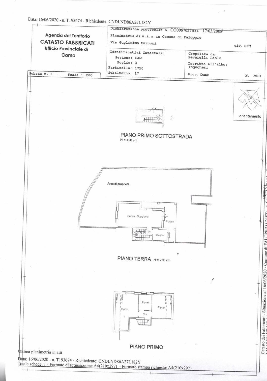Trilocale via Guglielmo Marconi, 43, Faloppio - planimetria 1