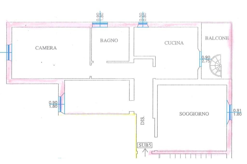 Trilocale Piazza Giovanni Pascoli, Rimini - planimetria 1