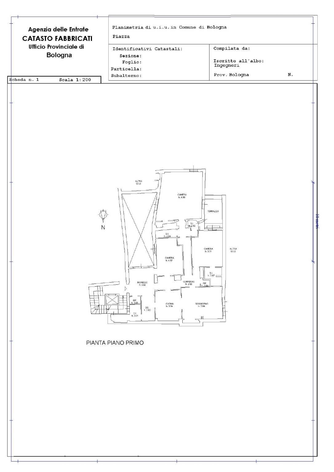Quadrilocale piazza di Porta Ravegnana, Bologna (zona Centro Storico) - planimetria 1