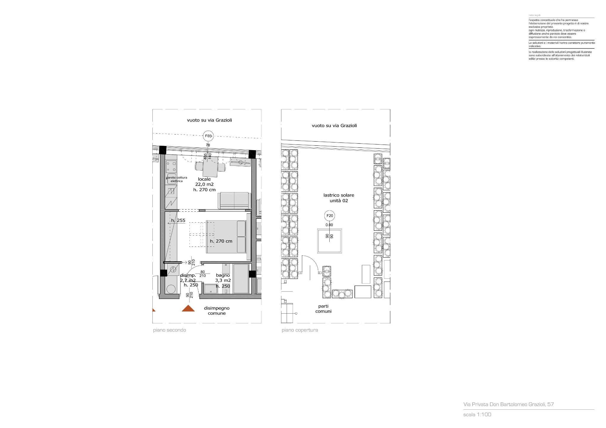 One-room apartment via Don Bartolomeo Grazioli, 57, Milano - floor plans 1