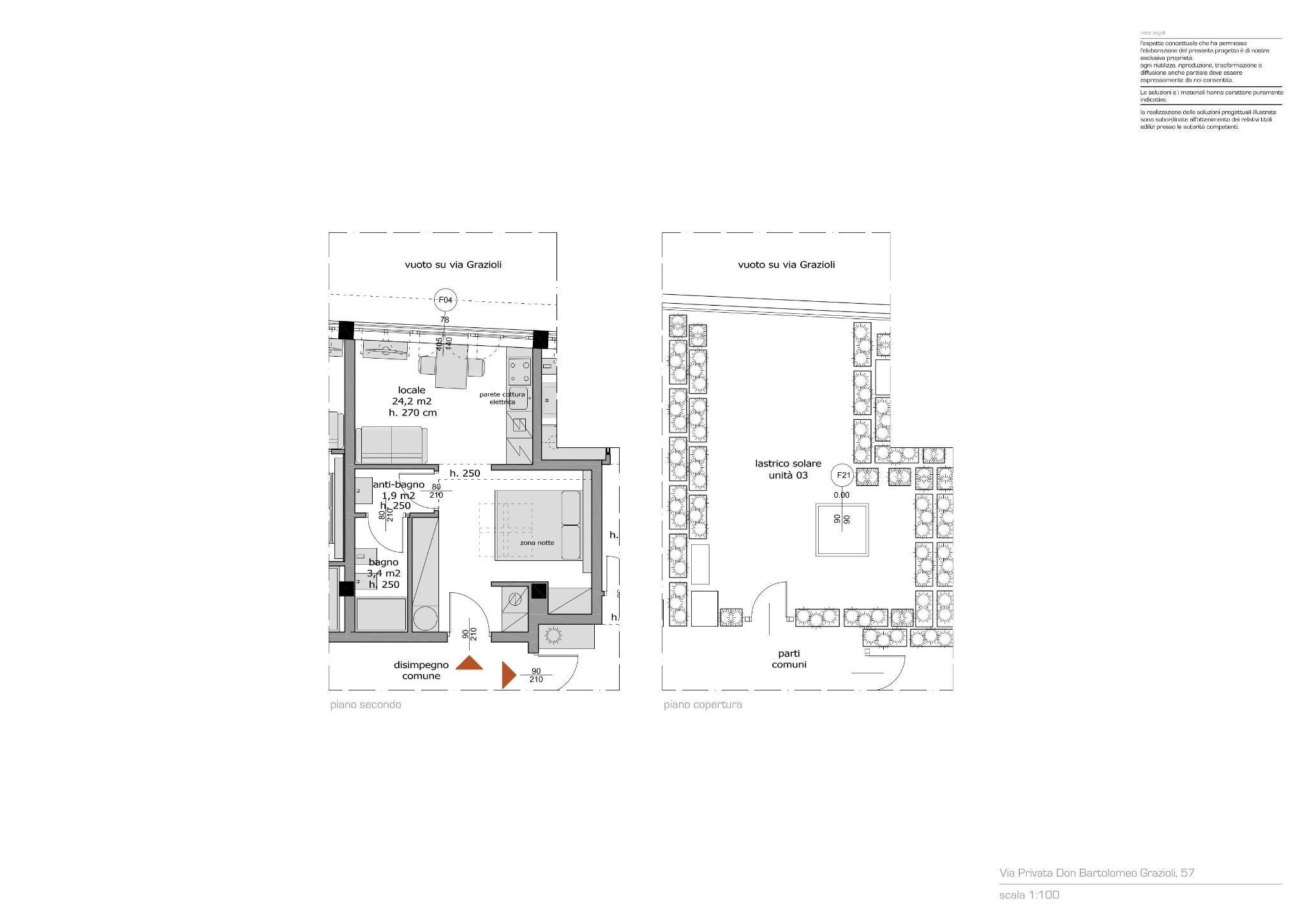 Monolocale via Don Bartolomeo Grazioli, 57, Milano - planimetria 1