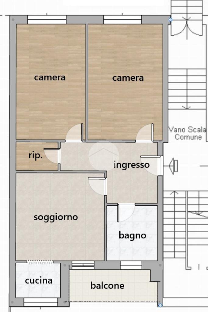 Trilocale Via Cellini, Nichelino - planimetria 1
