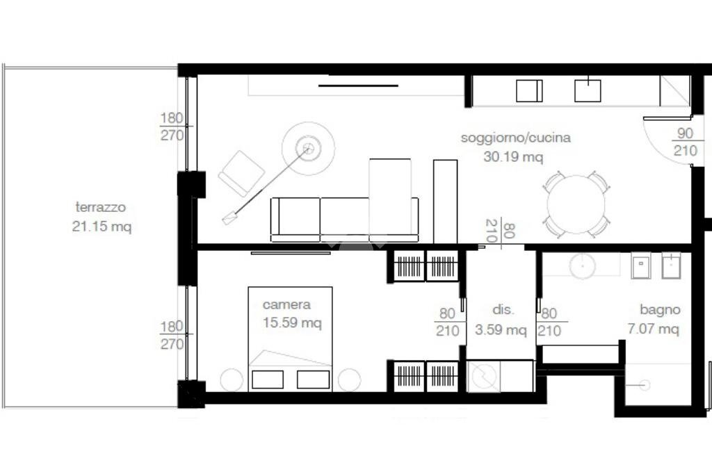 Bilocale Via Muzio Attendolo Detto Sforza, Milano - planimetria 1