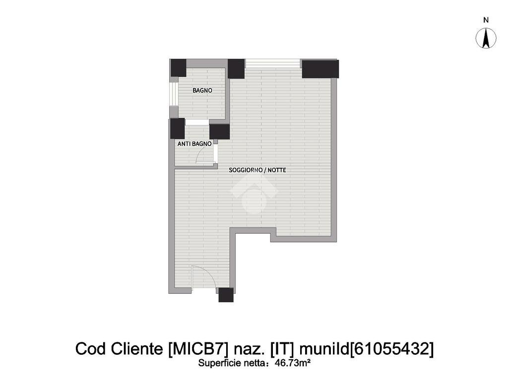 Monolocale Via Tonale, Milano - planimetria 1