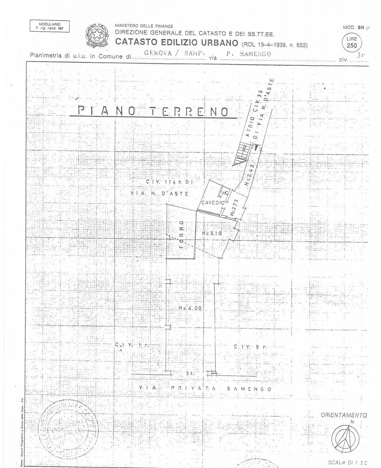 Magazzino via Samengo, 3r, Genova (zona Sampierdarena) - planimetria 1