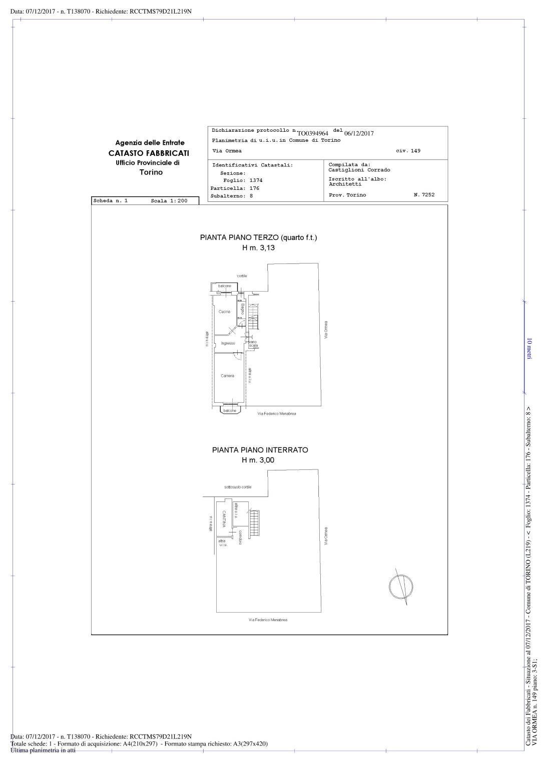 Appartamento via Ormea, 149, Torino (zona San Salvario) - planimetria 1