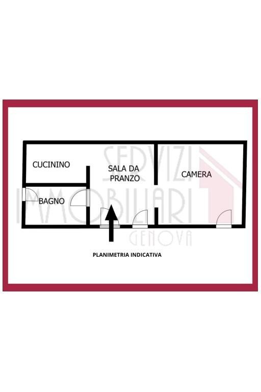 Bilocale vico del Valore, Genova (zona Principe) - planimetria 1