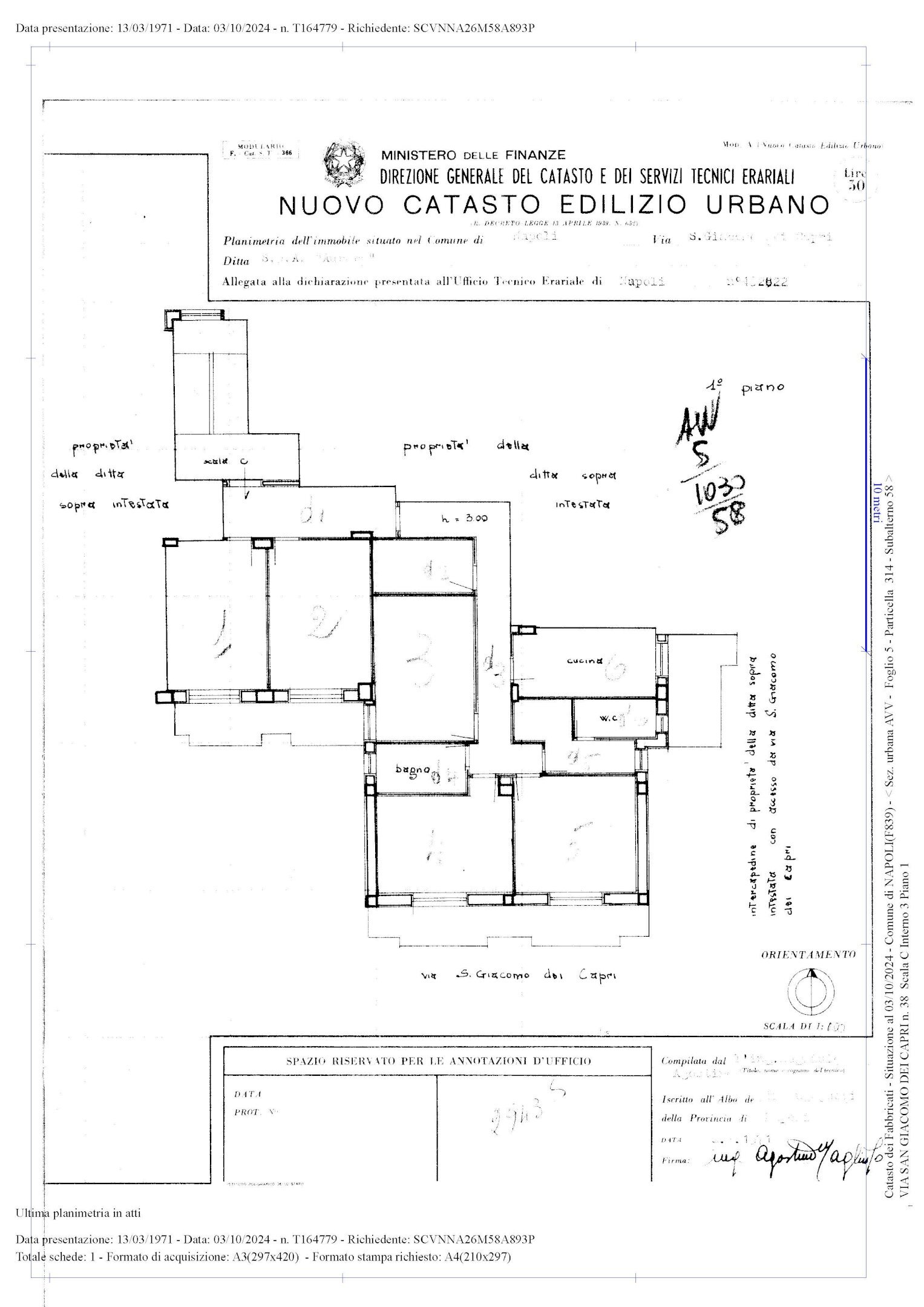 Apartment via San Giacomo dei Capri, Napoli (neighborhood Vomero) - floor plans 1
