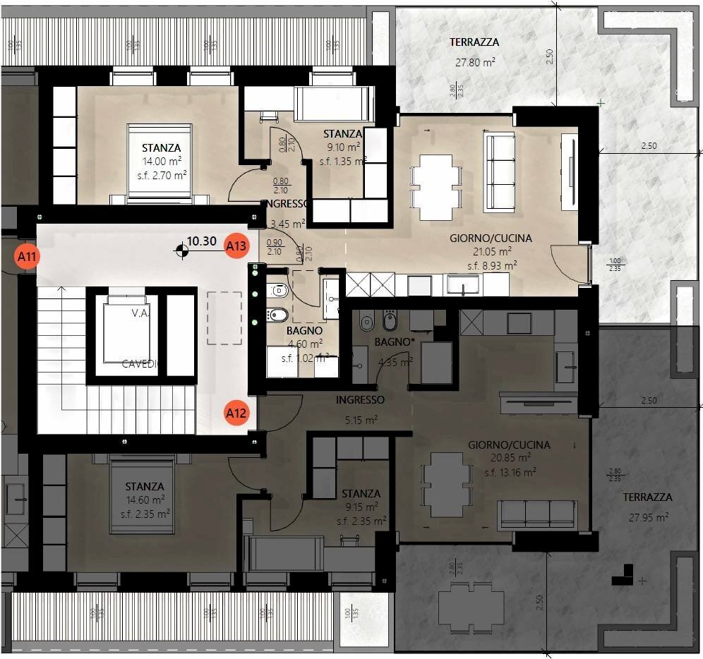 Foto 2 - Attico Via Verruca, Trento - planimetria 1