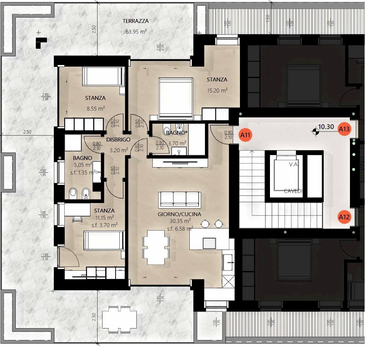 Foto 2 - Attic Via Verruca, Trento - floor plans 1