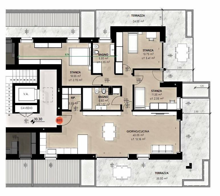 Foto 2 - Attic Via Verruca, Trento - floor plans 1
