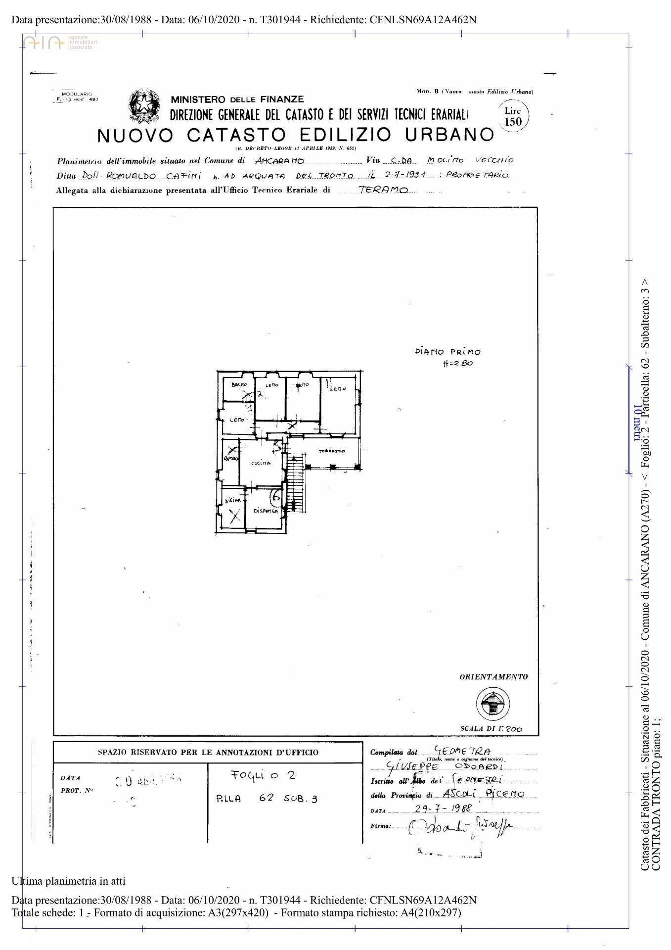 PLANIMETRIA PIANO PRIMO - Rustico Contrada Tronto
 
snc, Ancarano - planimetria 1