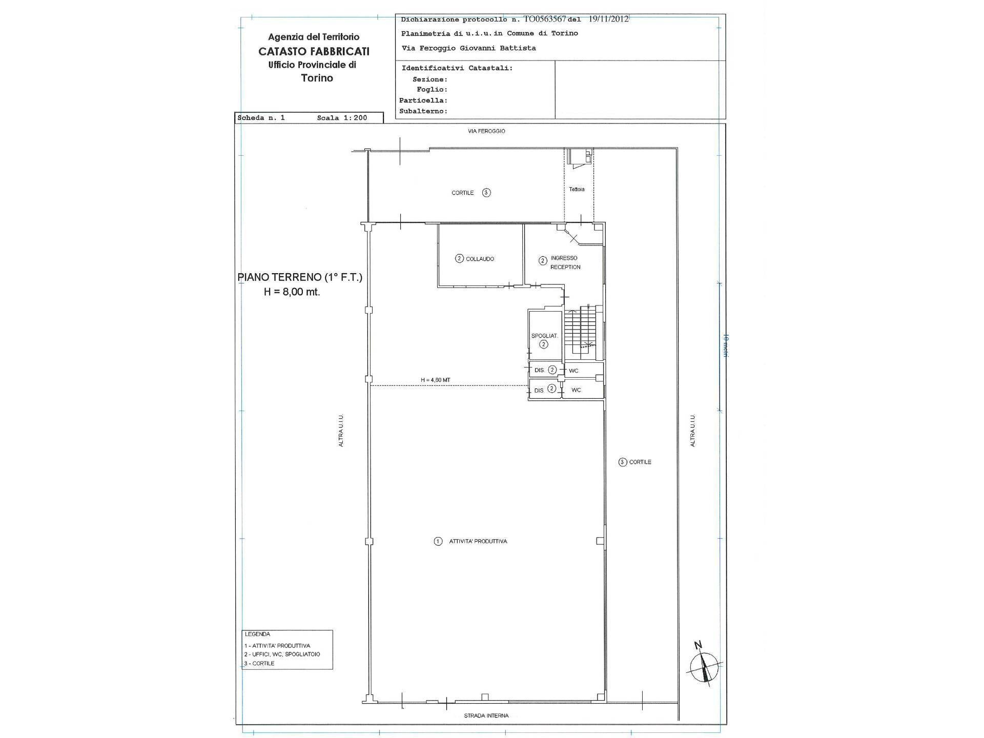 Foto 39 - Capannone Via Giovanni Battista Feroggio, Torino - planimetria 1