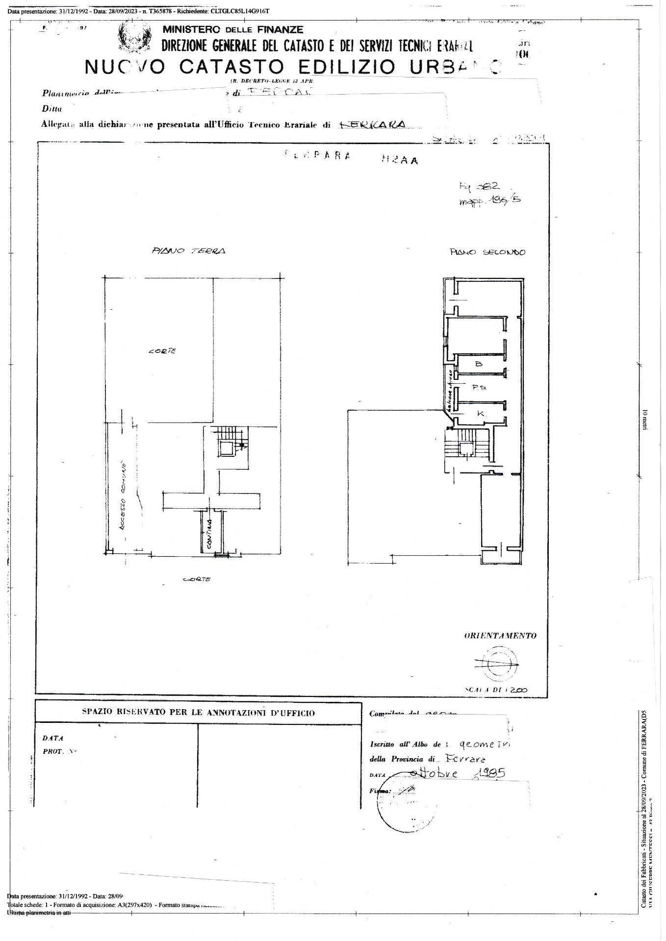 Foto 2 - Appartamento Via Giuseppe Mentessi, Ferrara - planimetria 1