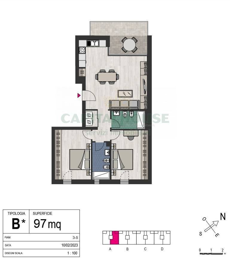 Foto 13 - Trilocale Via Umberto Terracini, Bologna - planimetria 1