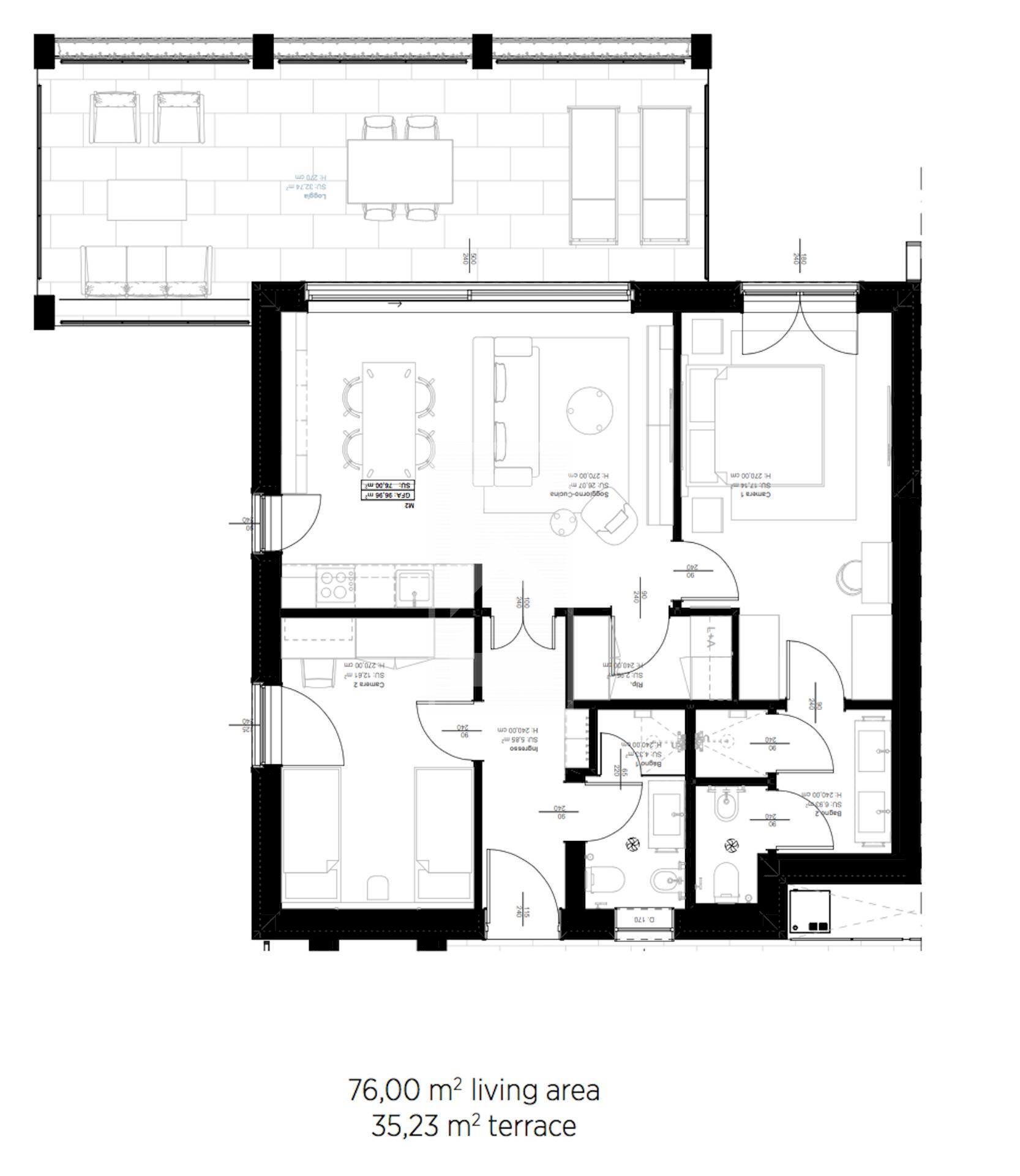 Foto 21 - Trilocale piazza San Bernardino, Salò - planimetria 1