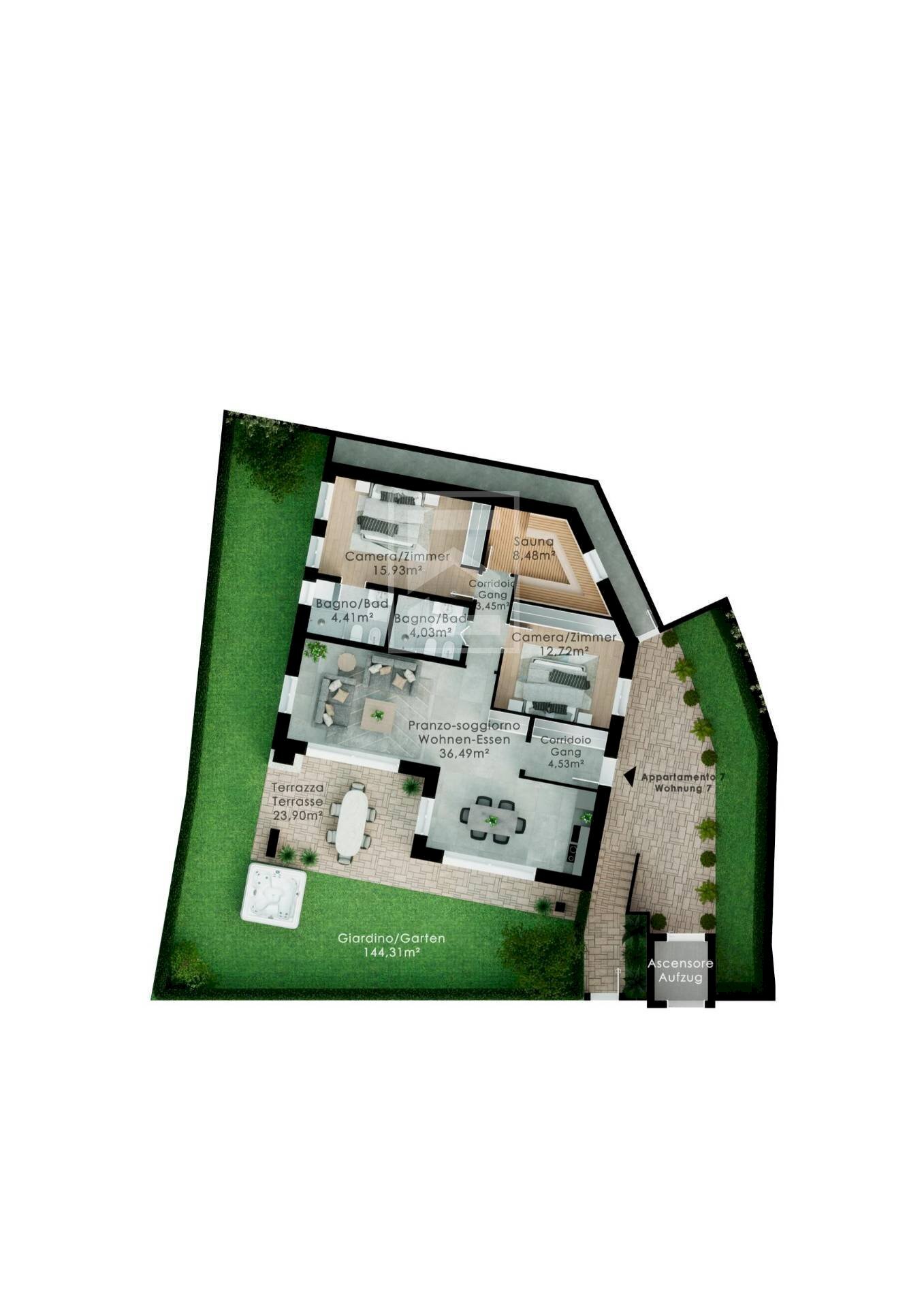 Foto 14 - Three-room apartment Via del Fontanone, Gardone Riviera - floor plans 1