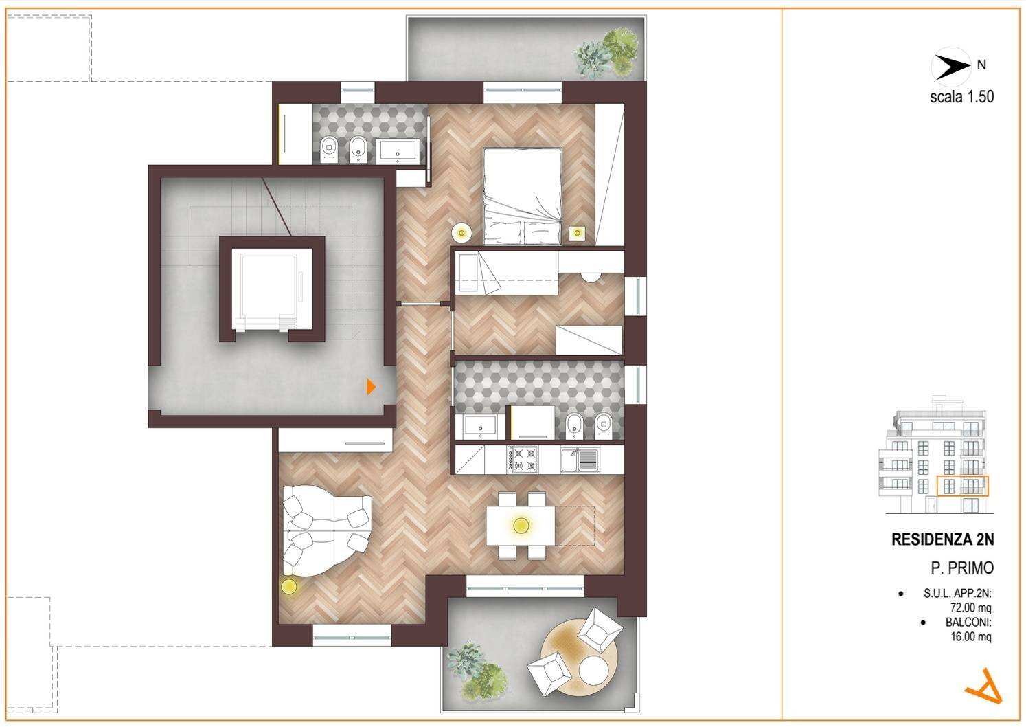 Foto 3 - Three-room apartment viale vittorio veneto, Civitanova Marche - floor plans 1