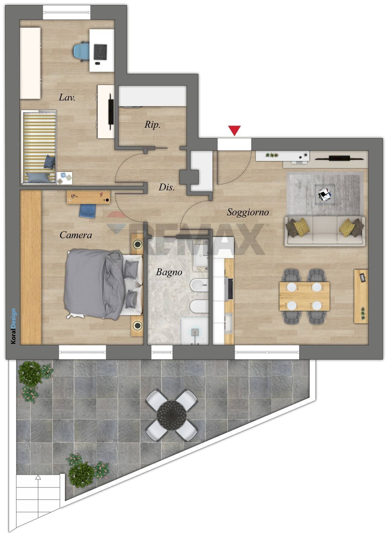Pianta 2D - Trilocale Via Carlo Levi, Bitritto - foto 3