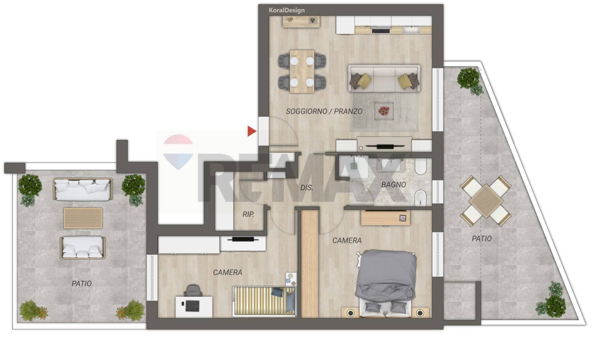 Pianta 2D - Trilocale Via Carlo Levi, Bitritto - foto 2