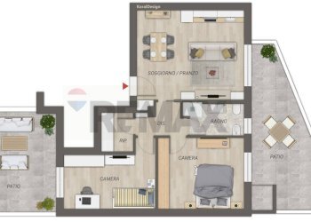 Pianta 2D - Trilocale Via Carlo Levi, Bitritto - foto 2