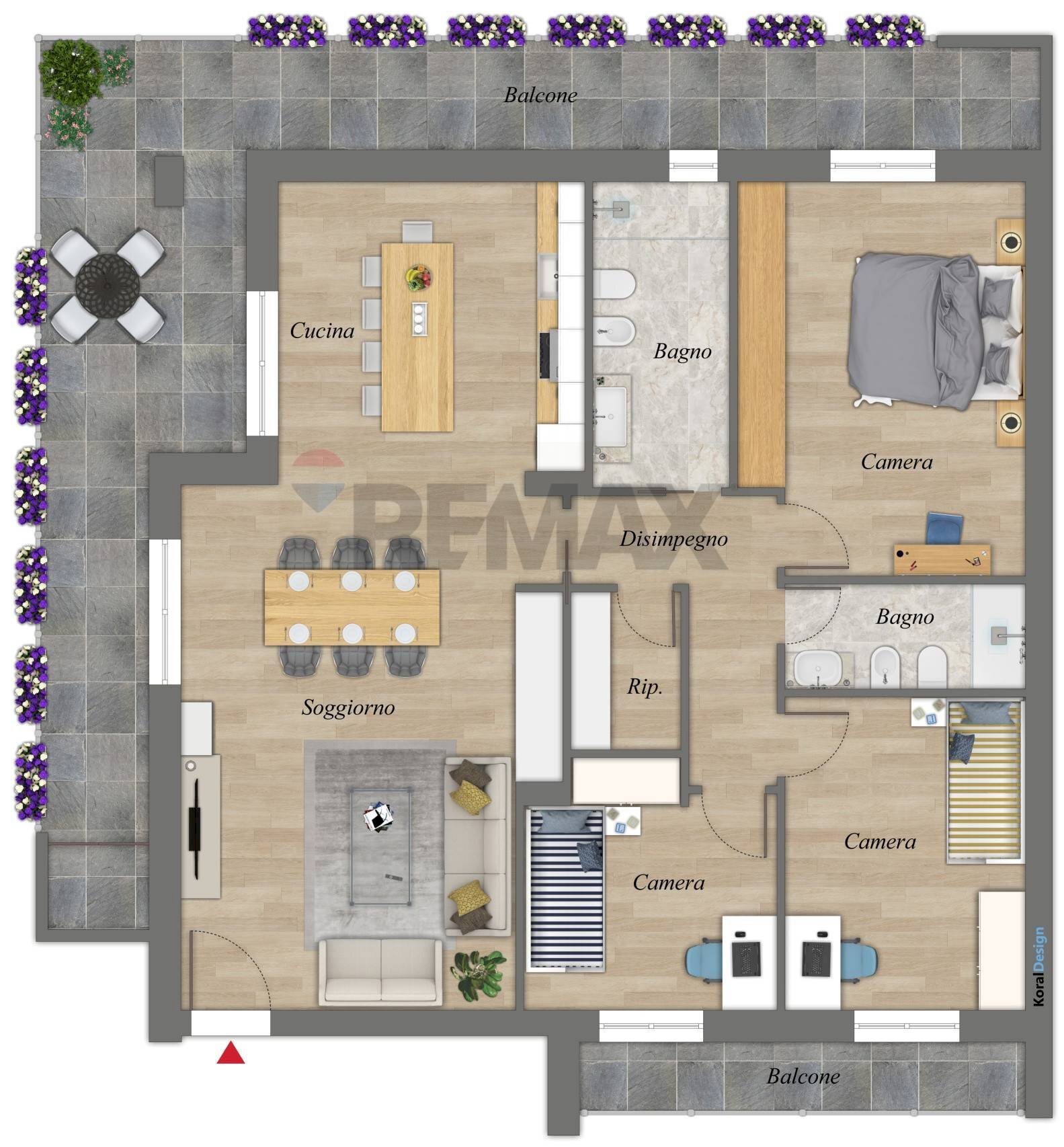 Pianta 2D - Quadrilocale Via Carlo Levi, Bitritto - foto 2