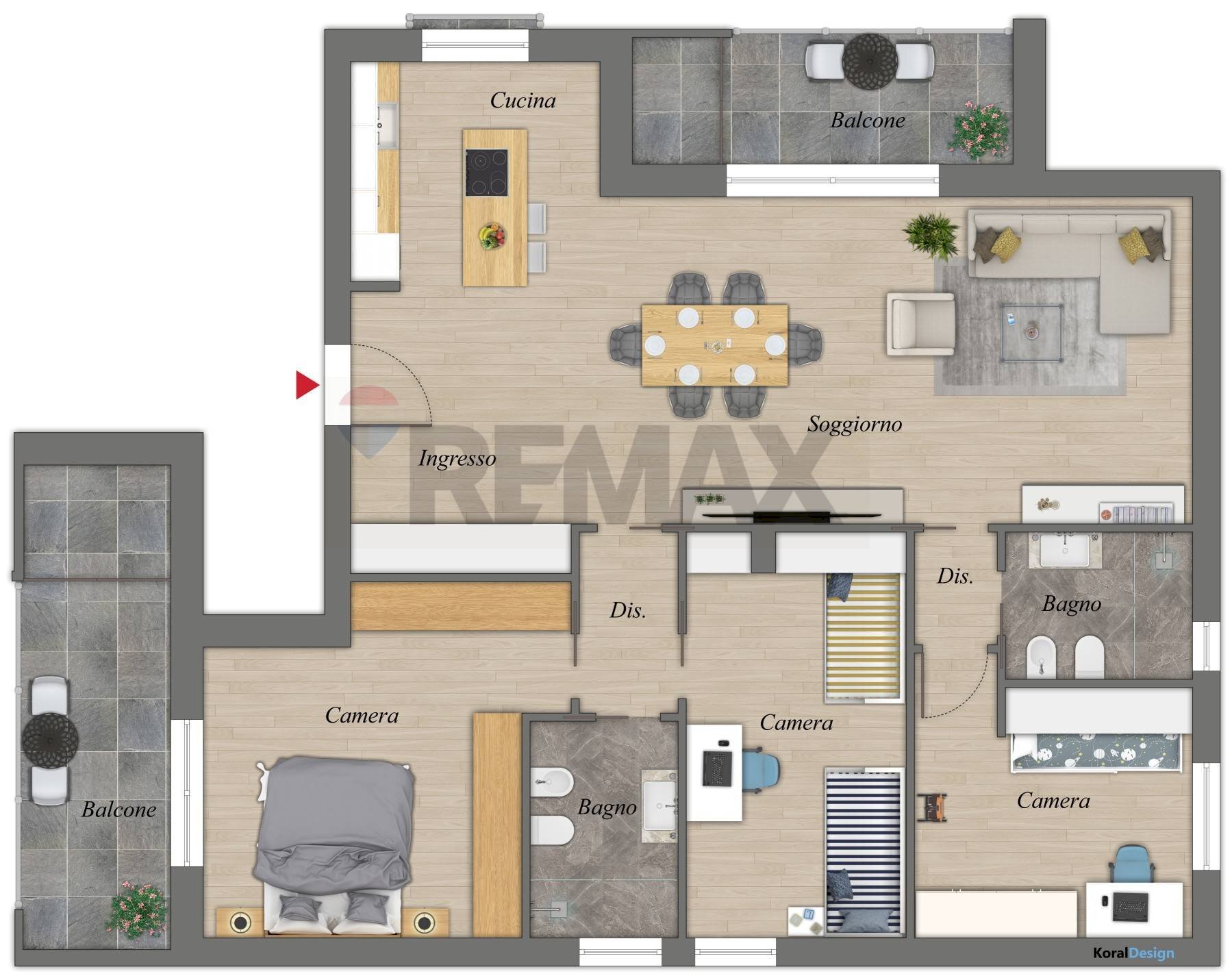 Pianta 2D - Quadrilocale Via Carlo Levi, Bitritto - foto 2