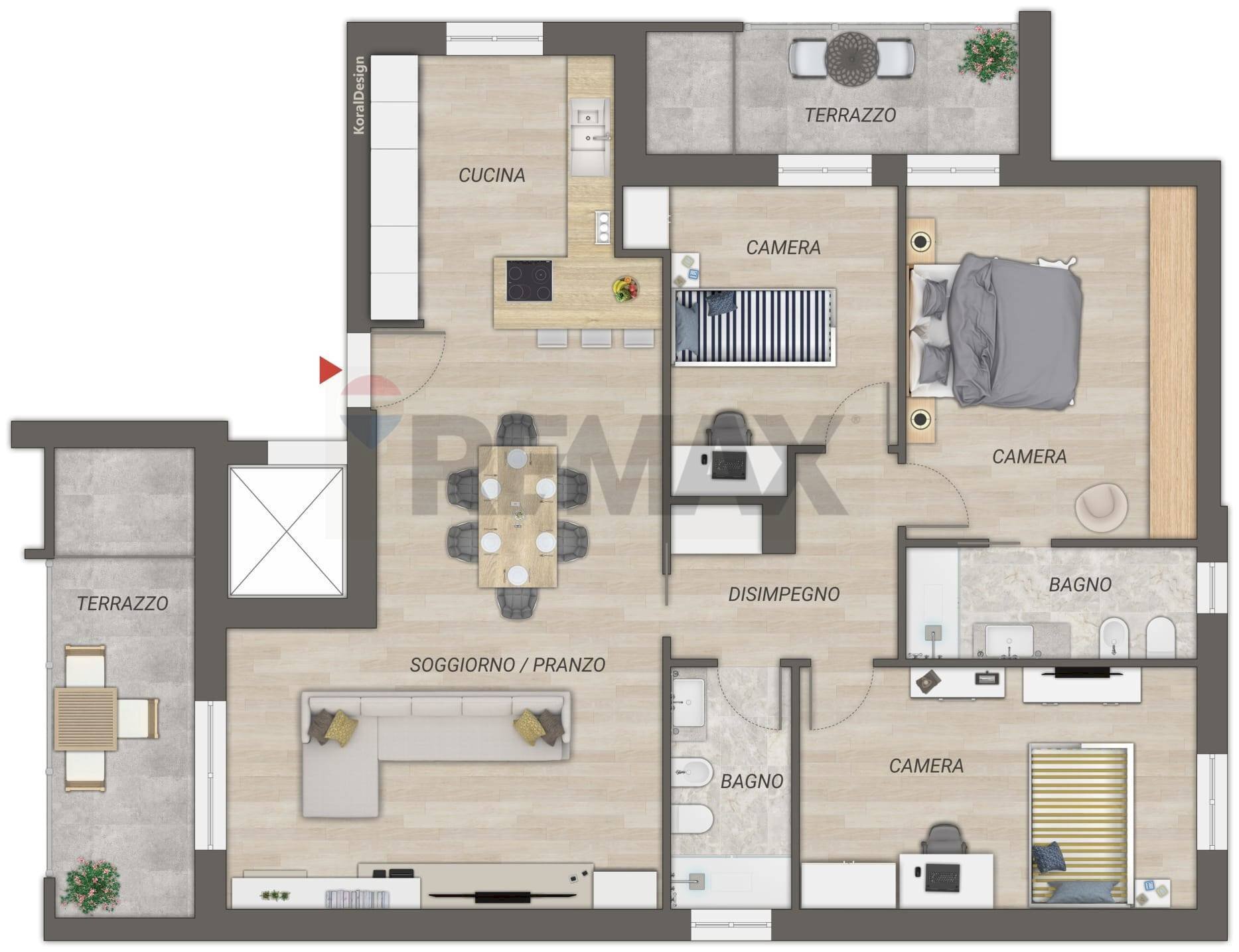 Pianta 2D - Quadrilocale Via Carlo Levi, Bitritto - foto 2
