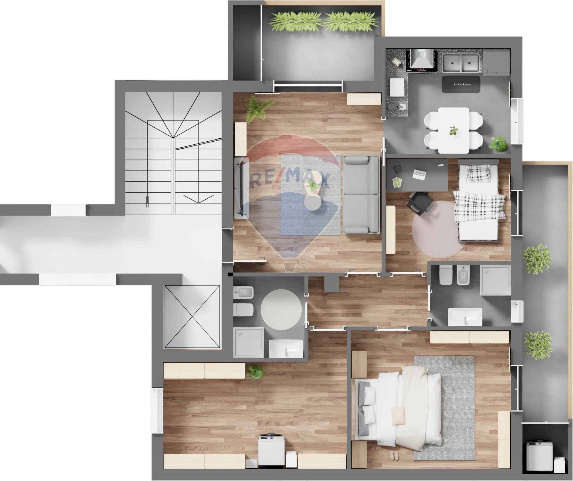 Pianta 3D - Three-room apartment Via Carlo Levi, Bitritto - photo 3